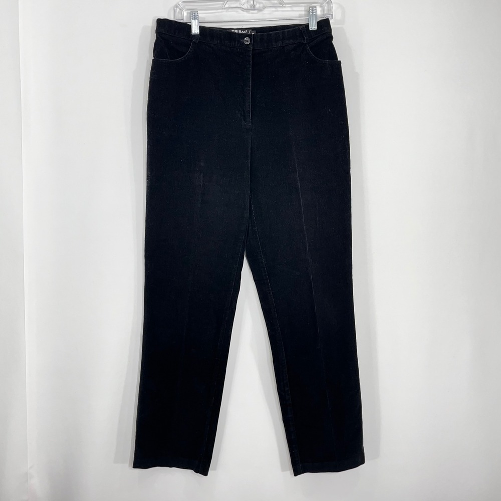 Tribal Womens Black Corduroy Straight Leg Stretch Pants Size 10 17530-321